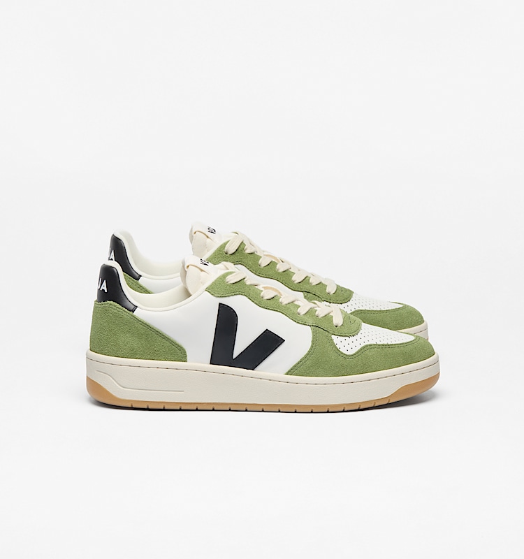 veja baskets v-10-prime cuir vert vi0220866 Lateral view