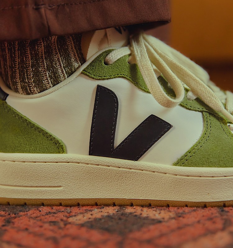 veja baskets v-10-prime cuir vert vi0220866