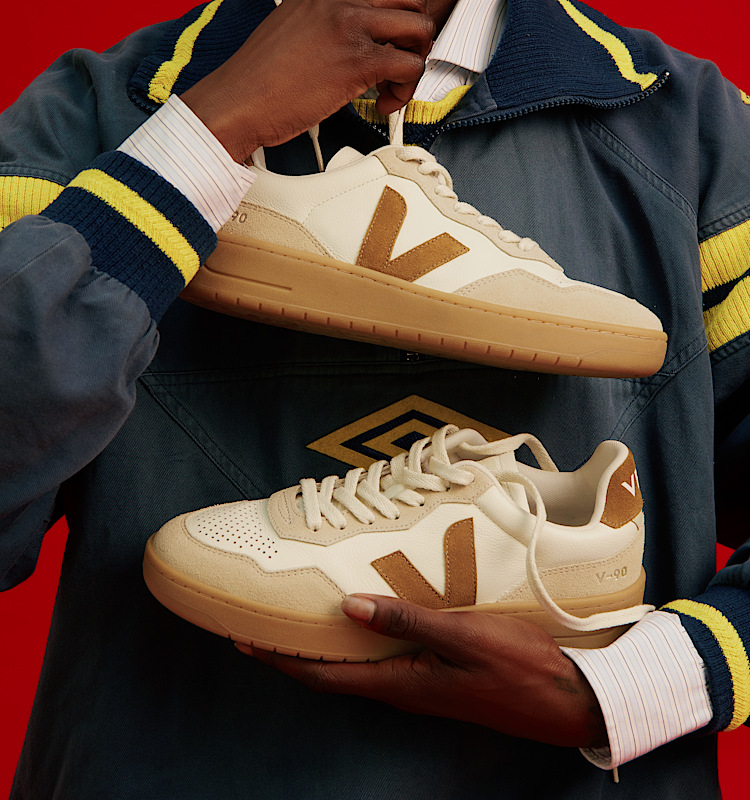 veja baskets v-90 cuir beige vd2020915