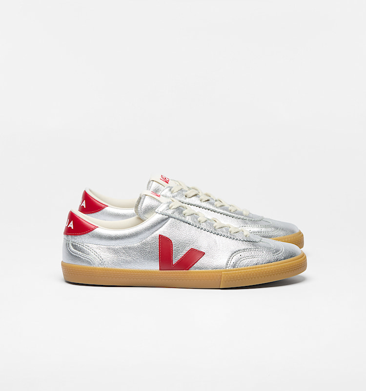 veja baskets volley cuir argente vo2020881 Lateral view