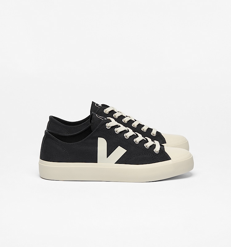 veja baskets wata-ii-low coton-biologique noir pl0101397 Lateral view